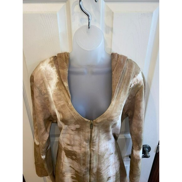 New Steel Pony Tie Dye Zip-Up Hoodie Cardigan / Dress With Pockets & Frayed Hem - Picture 4 of 9